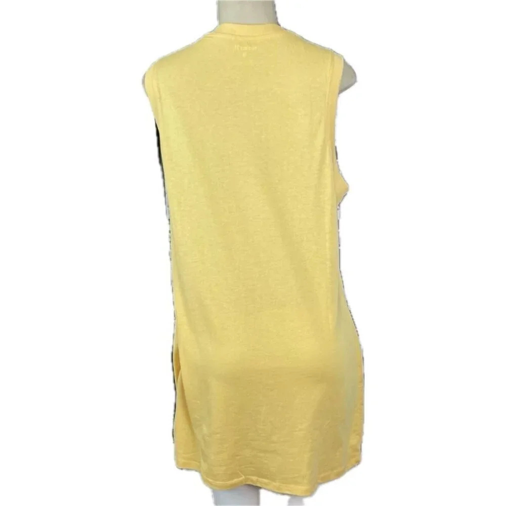 Hurley L Logo Yellow Floral Graphic Scoop Neck Lounge Sleeveless T-Shirt Dress - Picture 3 of 6